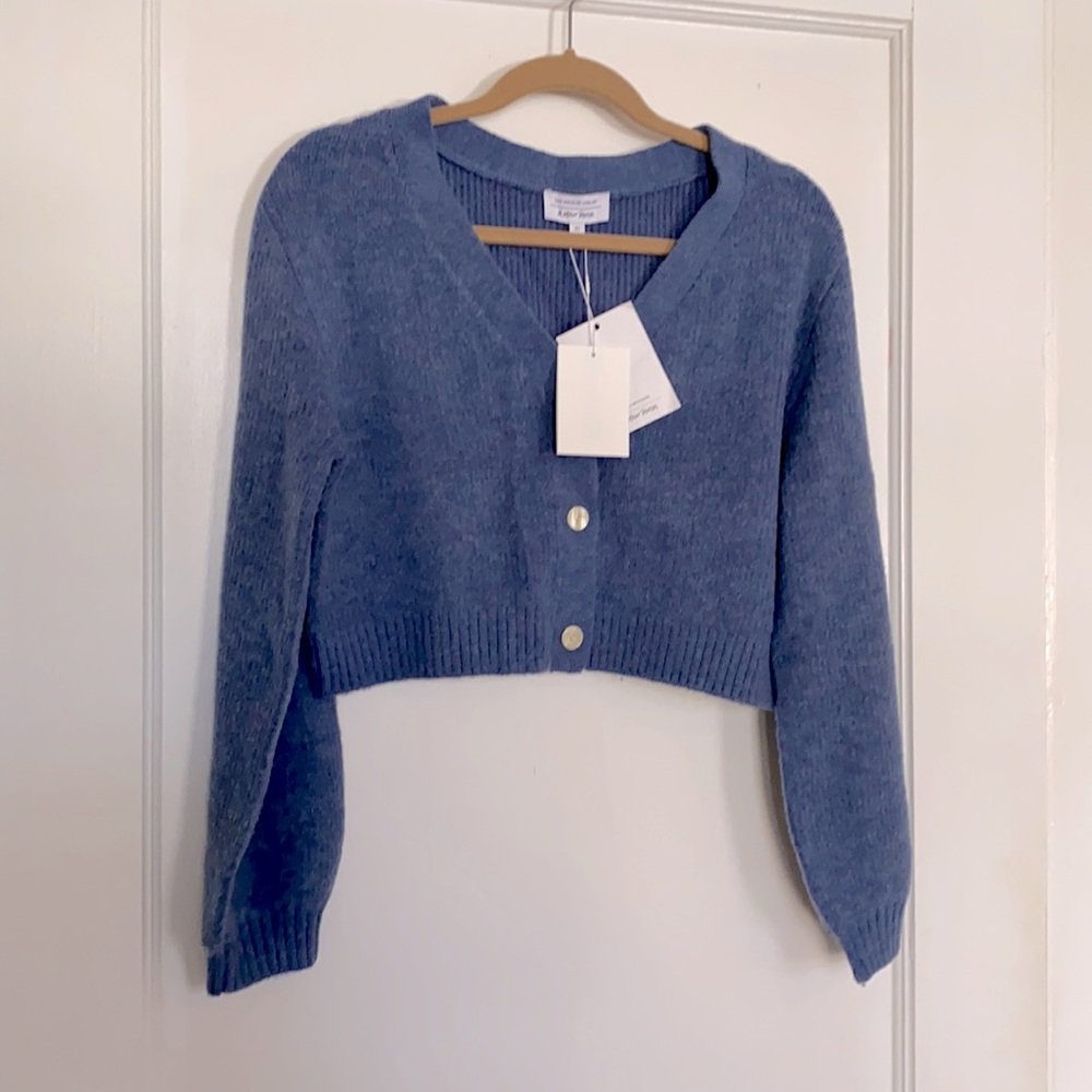 Luxurious blue cropped cardigan NEW